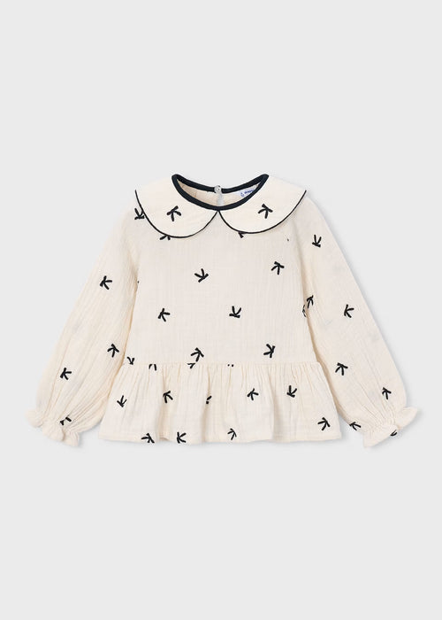 Blusa bordados lazos niña