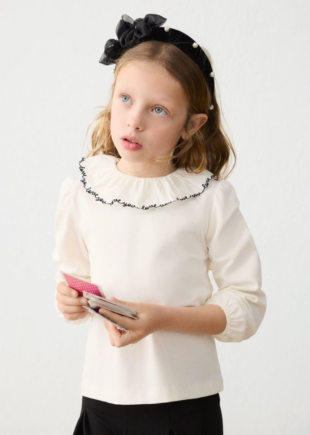 Blusa cuello volante niña