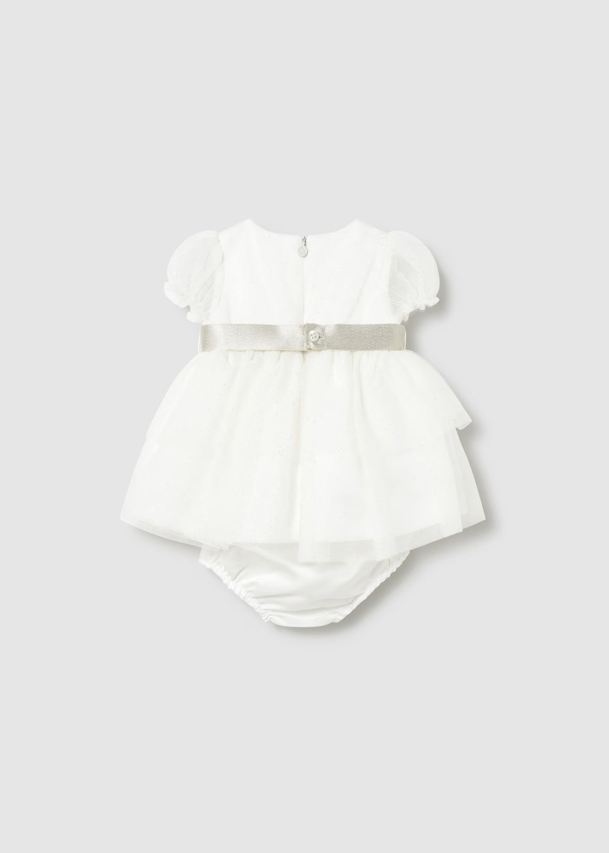 Vestido tul con cubre pañal ceremonia
